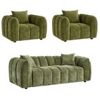 Venice Sofa Set - Green Fabric - 3+1+1 Seater