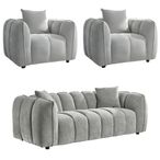Venice Sofa Set - Grey Fabric - 3+1+1 Seater