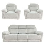 Owen Electric Recliner Sofa Set - Cream Fabric - 3+1+1 Seater
