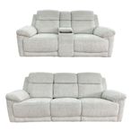 Owen Electric Recliner Sofa Set - Cream Fabric - 3+2 Seater