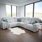 Owen Electric Recliner Corner Sofa - Cream Fabric - Console