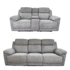 Owen Electric Recliner Sofa Set - Grey Fabric - 3+2 Seater