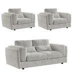 Bari Sofa Set - Grey Fabric - 3+1+1 Seater