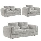 Bari Sofa Set - Grey Fabric - 3+2+1 Seater