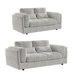Bari Sofa Set - Grey Fabric - 3+2 Seater