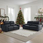 Bellagio Electric Recliner Sofa Set - Black Leather - 3+2 Seater
