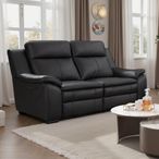 Boston Electric Recliner Sofa - Black Leather - 2 Seater