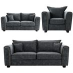 Serena Sofa Set - Charcoal Black Fabric - 3+2+1 Seater
