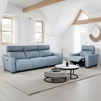 Mayfair Electric Recliner Sofa Set - Grey Leather - 4+1 Seater