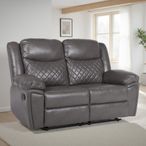 Myra Manual Recliner Sofa - Grey Faux Leather - 2 Seater