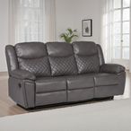 Myra Manual Recliner Sofa - Grey Faux Leather - 3 Seater