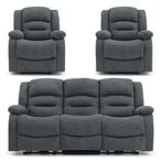 Alva Electric Recliner Sofa Set - Graphite Fabric - 3+1+1 Seater
