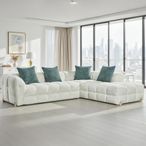 Genoa Corner Sofa - Beige Fabric - RHF