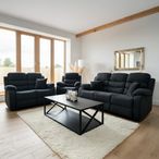 Stanley Manual Recliner Sofa Set - Black Fabric - 3+2+1 Seater