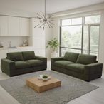 Westminster Sofa Set - Forest Green Fabric - 3+2 Seater