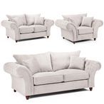 Windsor Sofa Set - Stone Fabric - Fullback - 3+2+1 Seater