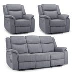 Galaxy Electric Recliner Sofa Set - Grey Fabric - 3+1+1 Seater