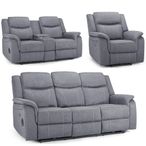 Galaxy Electric Recliner Sofa Set - Grey Fabric - 3+2+1 Seater