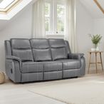 Galaxy Electric Recliner Sofa - Grey Faux Leather - 3 Seater