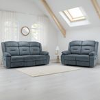 Novie Manual Recliner Sofa Set - Grey Fabric - 3+2 Seater