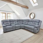 Novie Manual Recliner Corner Sofa - Grey Fabric