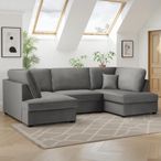 Carnaby U Shape Corner Sofa - Grey Plush Fabric