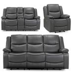 Harald Electric Recliner Sofa Set - Grey Faux Leather - 3+2+1 Seater