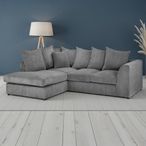 Harley Jumbo Corner Sofa - Grey Fabric - LHF