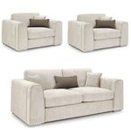 Naples Sofa Set - Beige Fabric - 3+1+1 Seater