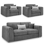 Naples Sofa Set - Grey Fabric - 3+1+1 Seater