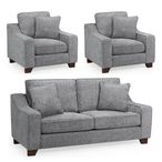 Nebraska Sofa Set - Slate Grey Fabric - 3+1+1 Seater