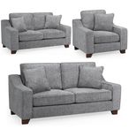 Nebraska Sofa Set - Slate Grey Fabric - 3+2+1 Seater