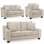 Nebraska Sofa Set - Beige Fabric - 3+2+1 Seater