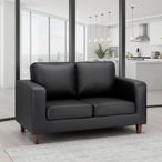 Box Sofa - Black Faux Leather - 2 Seater