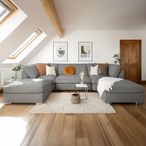 Inga U Shape Corner Sofa - Grey Fabric - Fullback