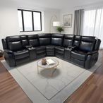 Lily Electric Recliner Corner Sofa - Black Leather