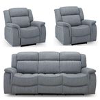 Linden Electric Recliner Sofa Set - Grey Fabric - 3+1+1 Seater