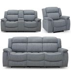 Linden Electric Recliner Sofa Set - Grey Fabric - 3+2+1 Seater
