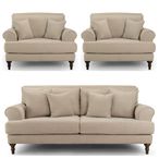 Summer Sofa Set - Beige Fabric - 3+1+1 Seater