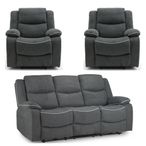 Harald Electric Recliner Sofa Set - Grey Fabric - 3+1+1 Seater