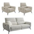 Sorrento Electric Recliner Sofa Set - Beige Fabric - 3+1+1 Seater