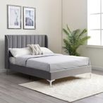 Avery Athena Grey Velvet Fabric Bed - Sizes Available
