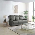 Henley Electric Recliner Sofa - Grey Leather - 3 Seater