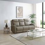 Henley Electric Recliner Sofa - Taupe Leather - 3 Seater