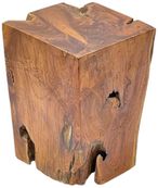 Teak Root Lamp Table - Block