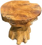 Teak Root Lamp Table - Mushroom - Round