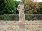 Statue - Hand Carved Stone Lady - with Garden Urn