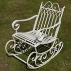Garden Chair - Antique Cream Metal - Rocking