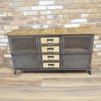 Sideboard - 4 Door - Medium - on Wheels - 125cm - Industrial - Metal & Wood