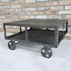Coffee Table - Black Metal - Cart Style